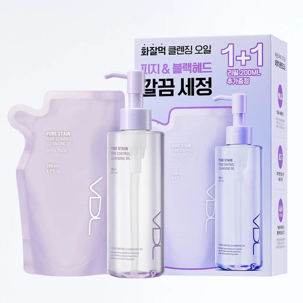 VDL Pure Stain Pore Control Cleansing Oil 200ml Set (+Refill 200ml)