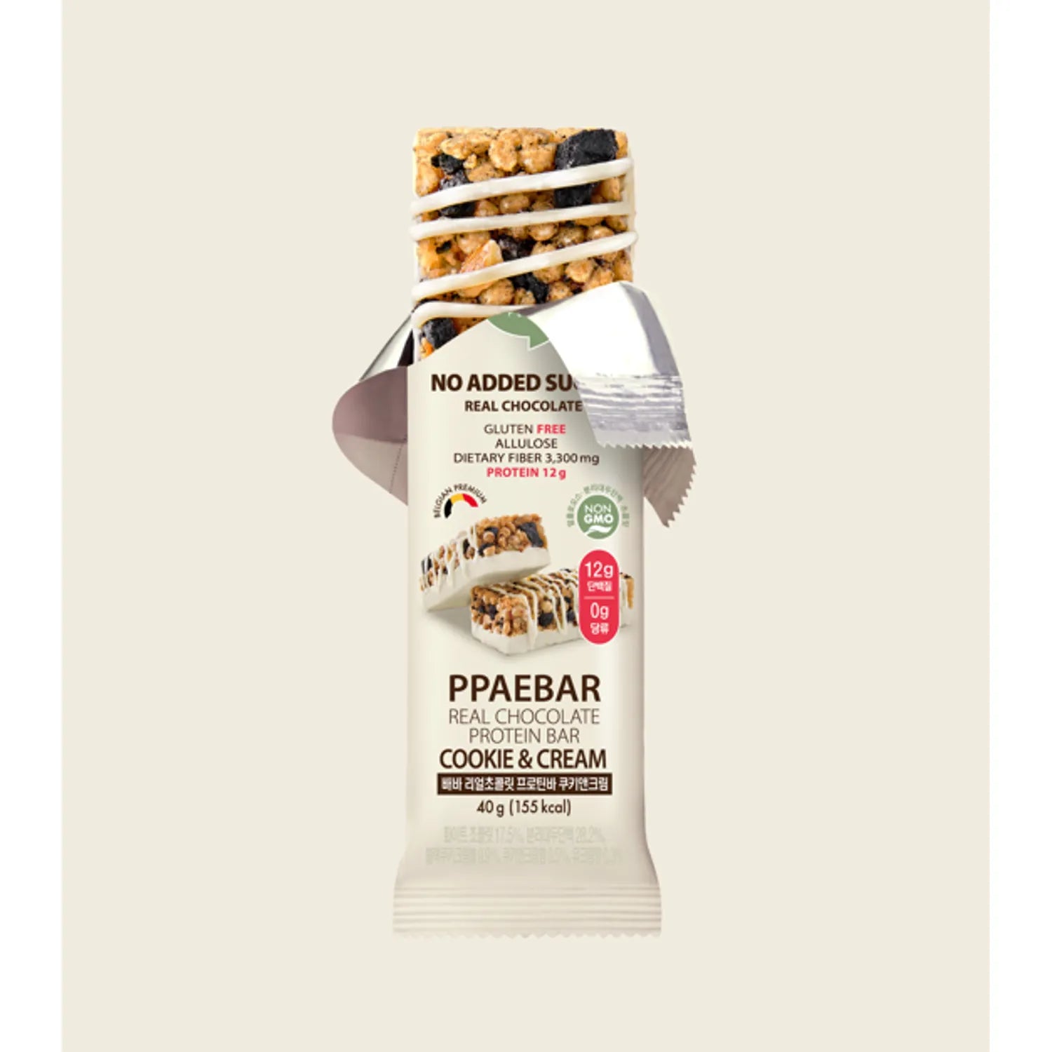 PPAEBAR Real Chocolate Protein Bar #Cookie & Cream 40g