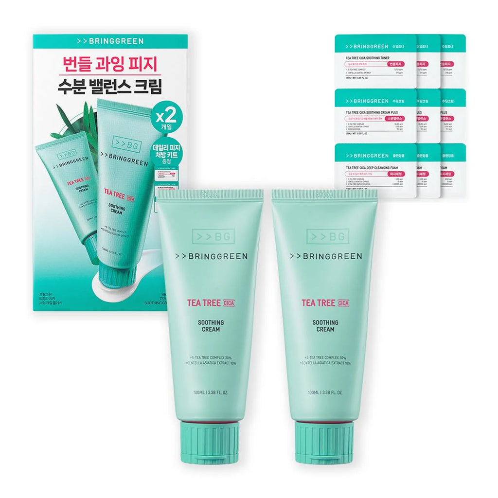 BRINGGREEN Tea Tree Cica Soothing Cream+ 100mL 2ea (Sebum Control Kit 3ea)