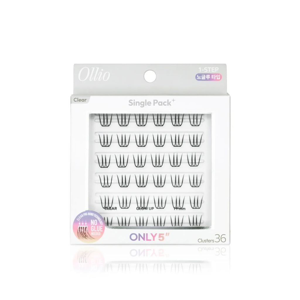 Ollio No Glue Eyelash #Clear Single [PACK Plus] (Short/Wide) (48pcs/36pcs)