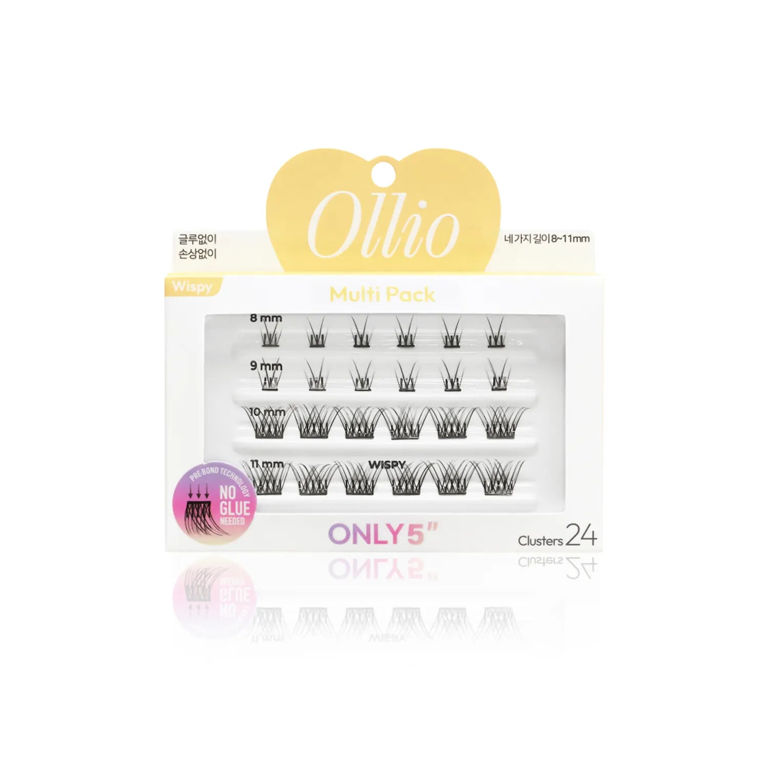 Ollio No Glue Eyelash [Multi PACK] (8/9/10/11mm) 24pcs