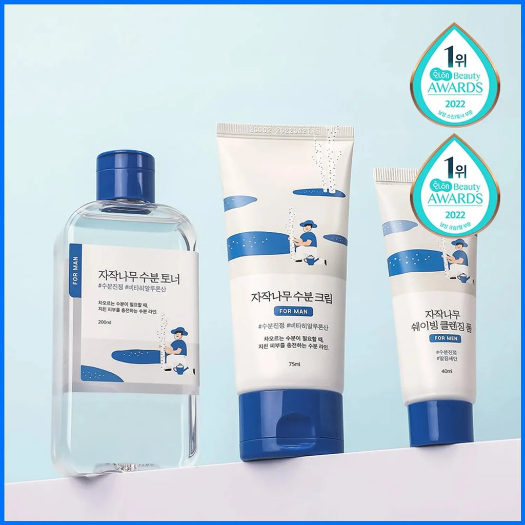 ROUND LAB For Men Birch Juice Toner/Cream 2P Set (+Shaving Foam 40mL)