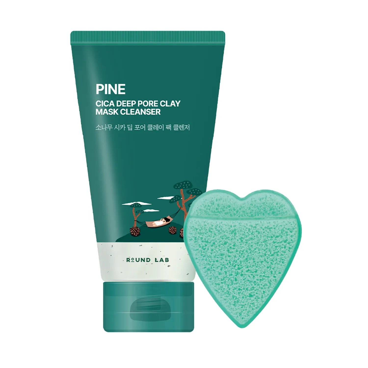 ROUND LAB Cica Deep Pore Clay Mask Cleanser 150ml Set (+Cleansing Puff)