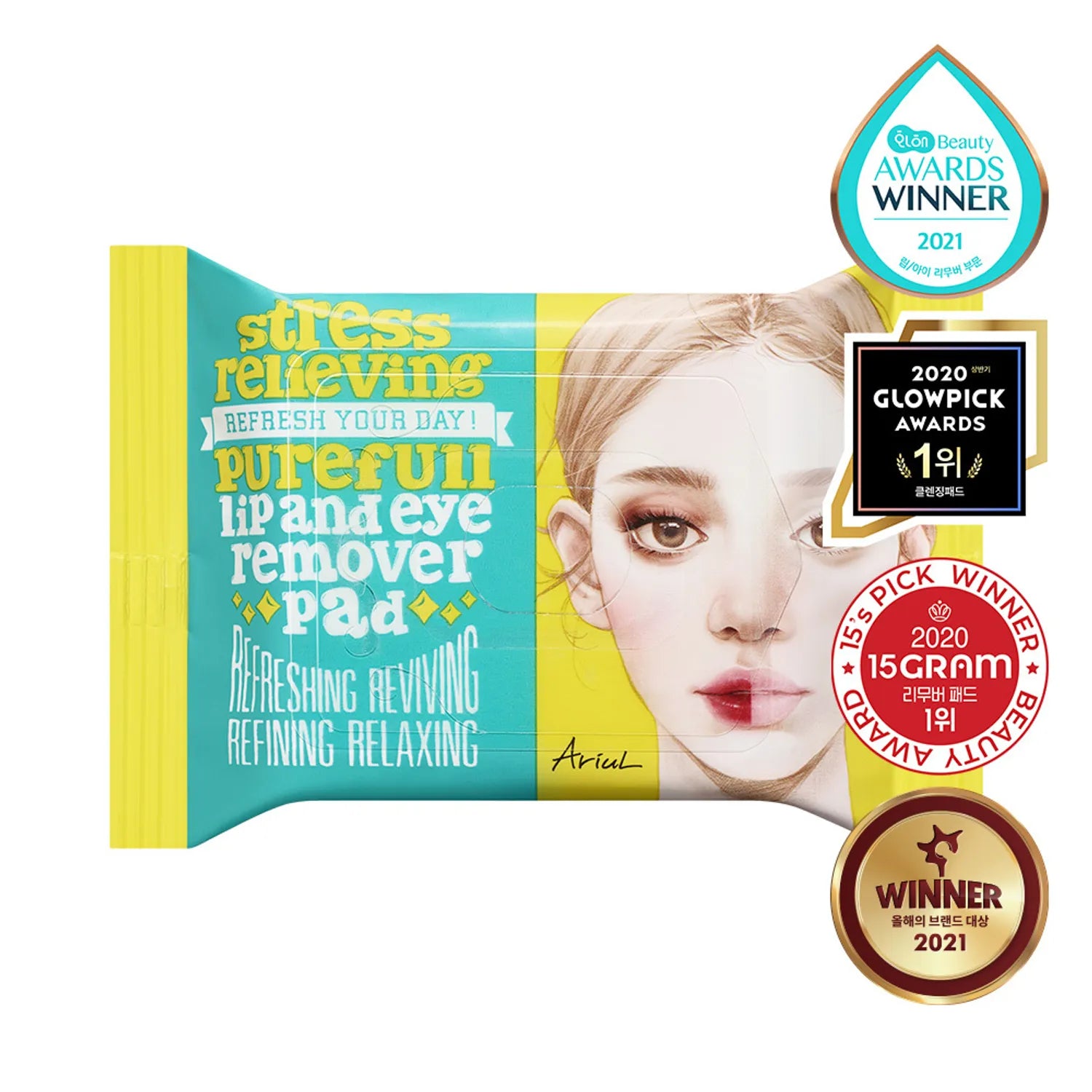 Ariul Stress Relieving Purefull Lip and Eye Remover Pad (30P / Double Pack)