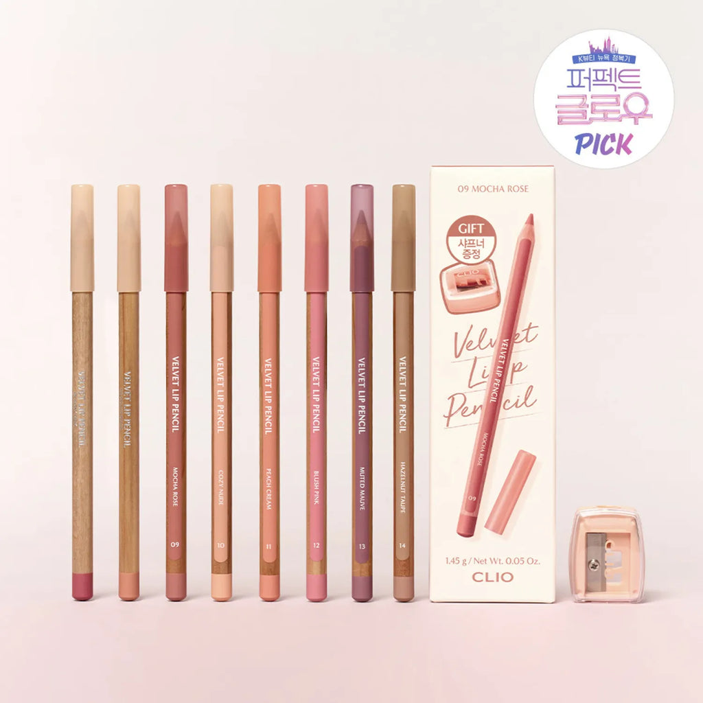 CLIO Velvet Lip Pencil (+Sharpener) (8 Colors)