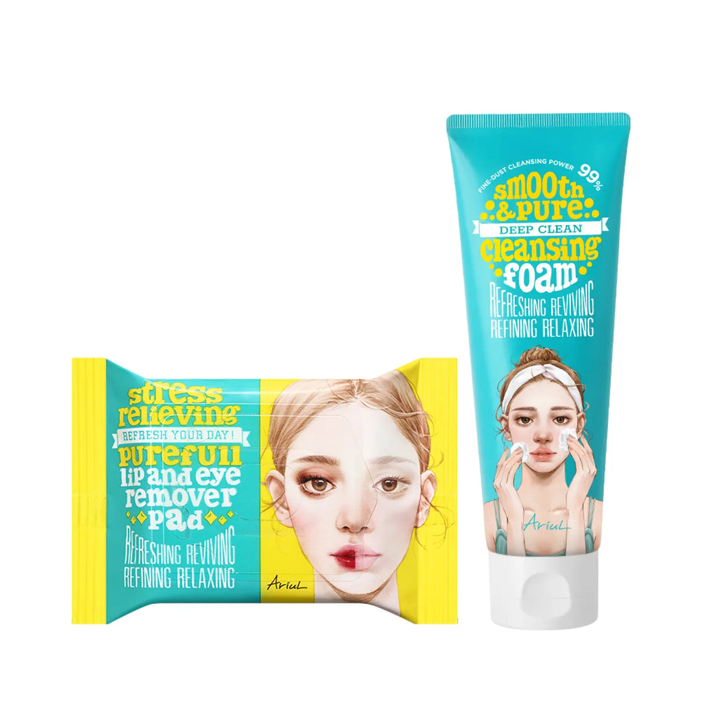 Ariul Deep Clean Cleansing Special Set (Smooth & Pure Deep Clean Cleansing Foam 120ml+Lip & Eye Remover Pad 30P)