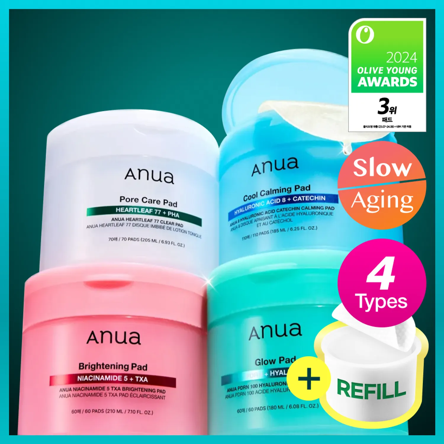 Anua Pad Refill Set 4 Types (Heartleaf / PDRN / Catechin / TXA)