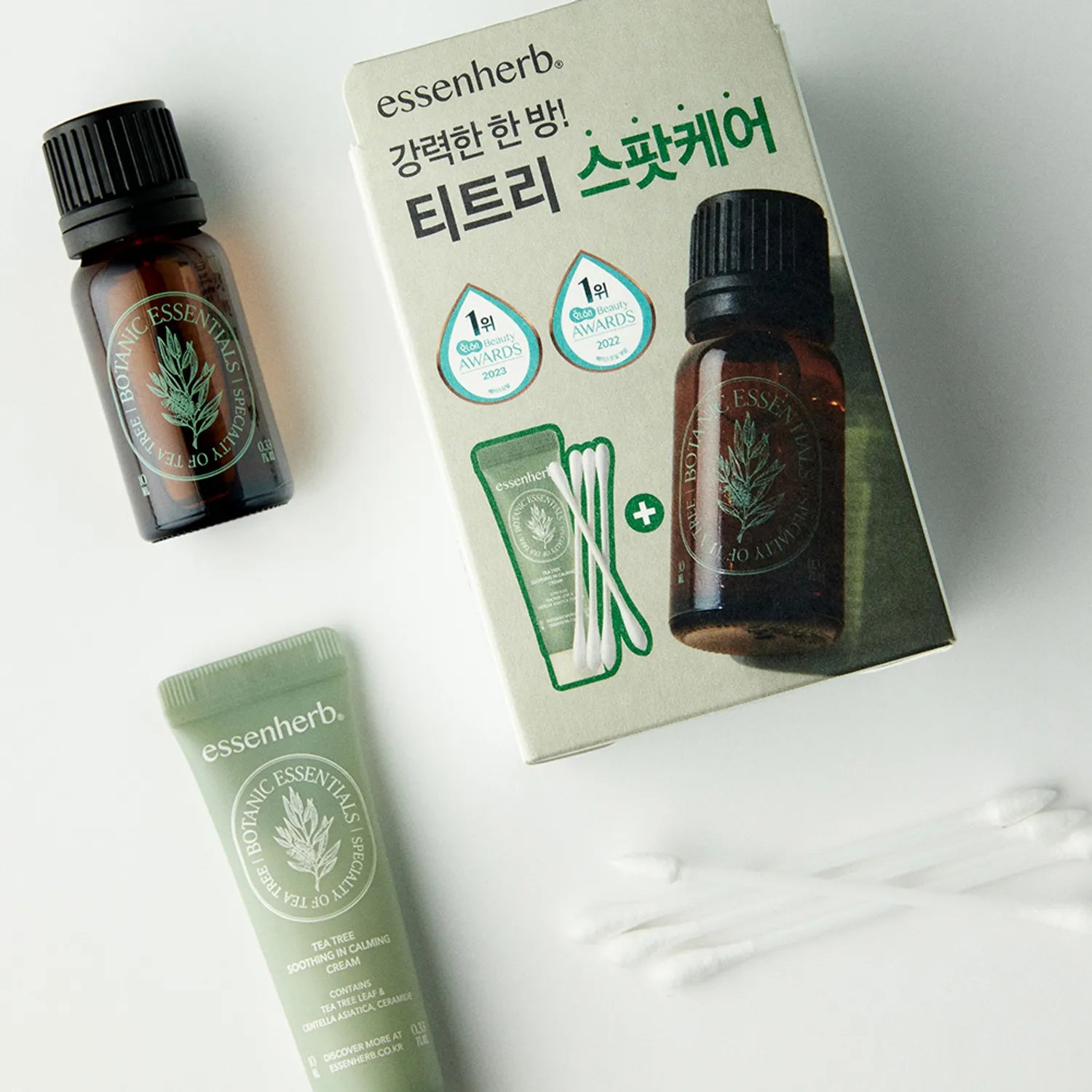 essenHERB Tea Tree 100 Oil 10mL Special Set (+Cream 10mL+Cotton Swab 50P)