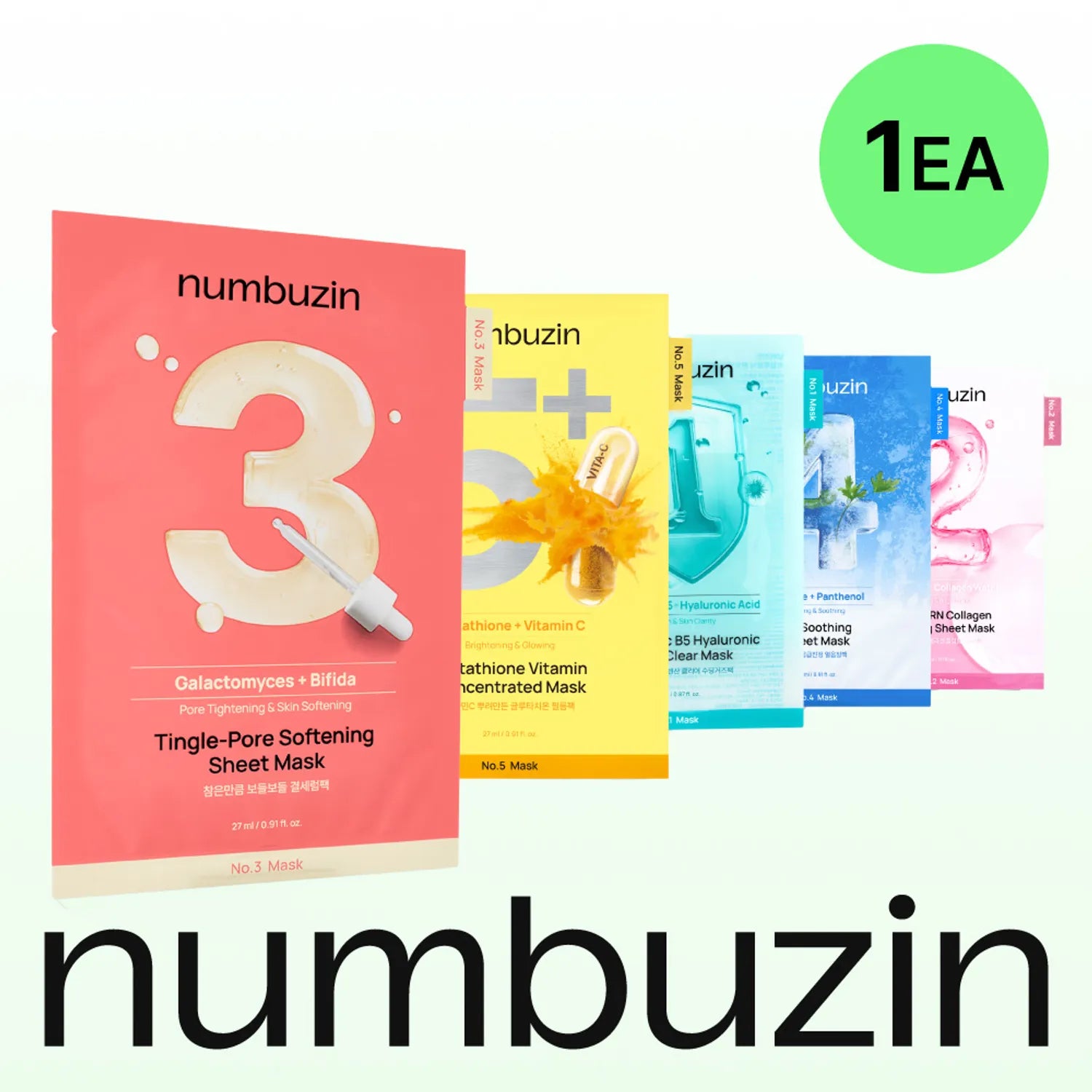 numbuzin No.1&ndash;5 Sheet Mask (1 Sheets) [Choose 1]