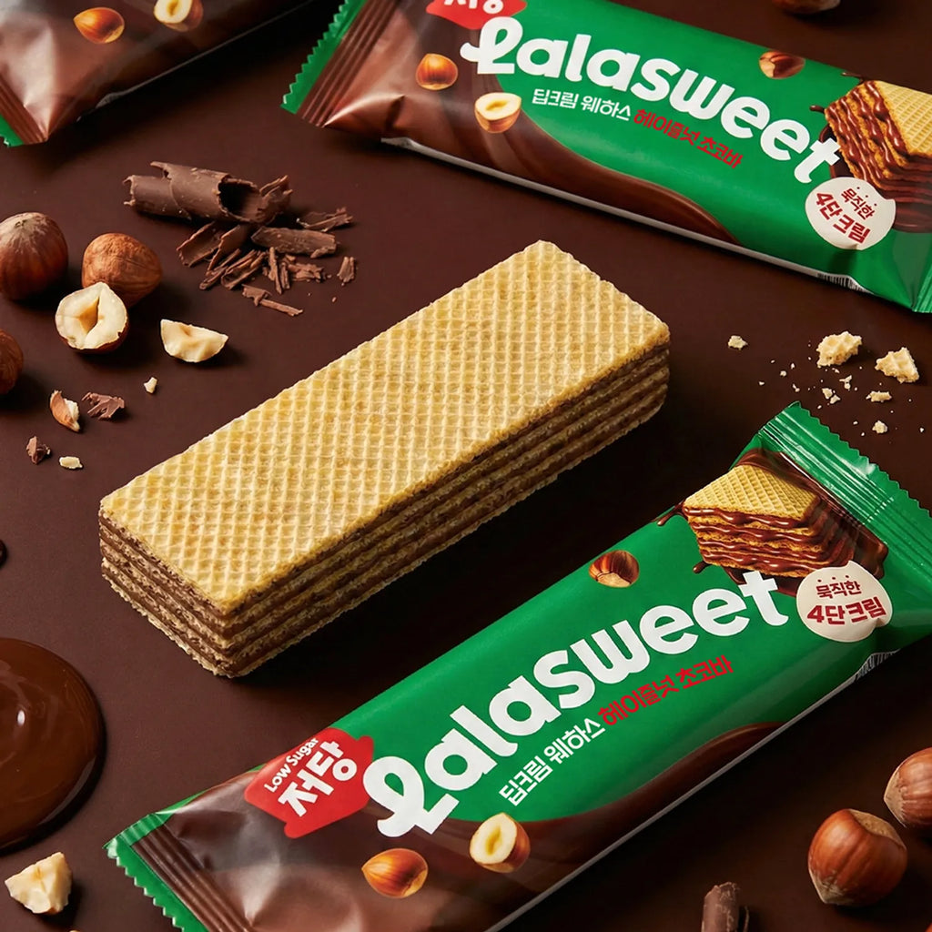 lalasweet Low Sugar Deep Cream Wafers Hazelnut Choco Bar 26g
