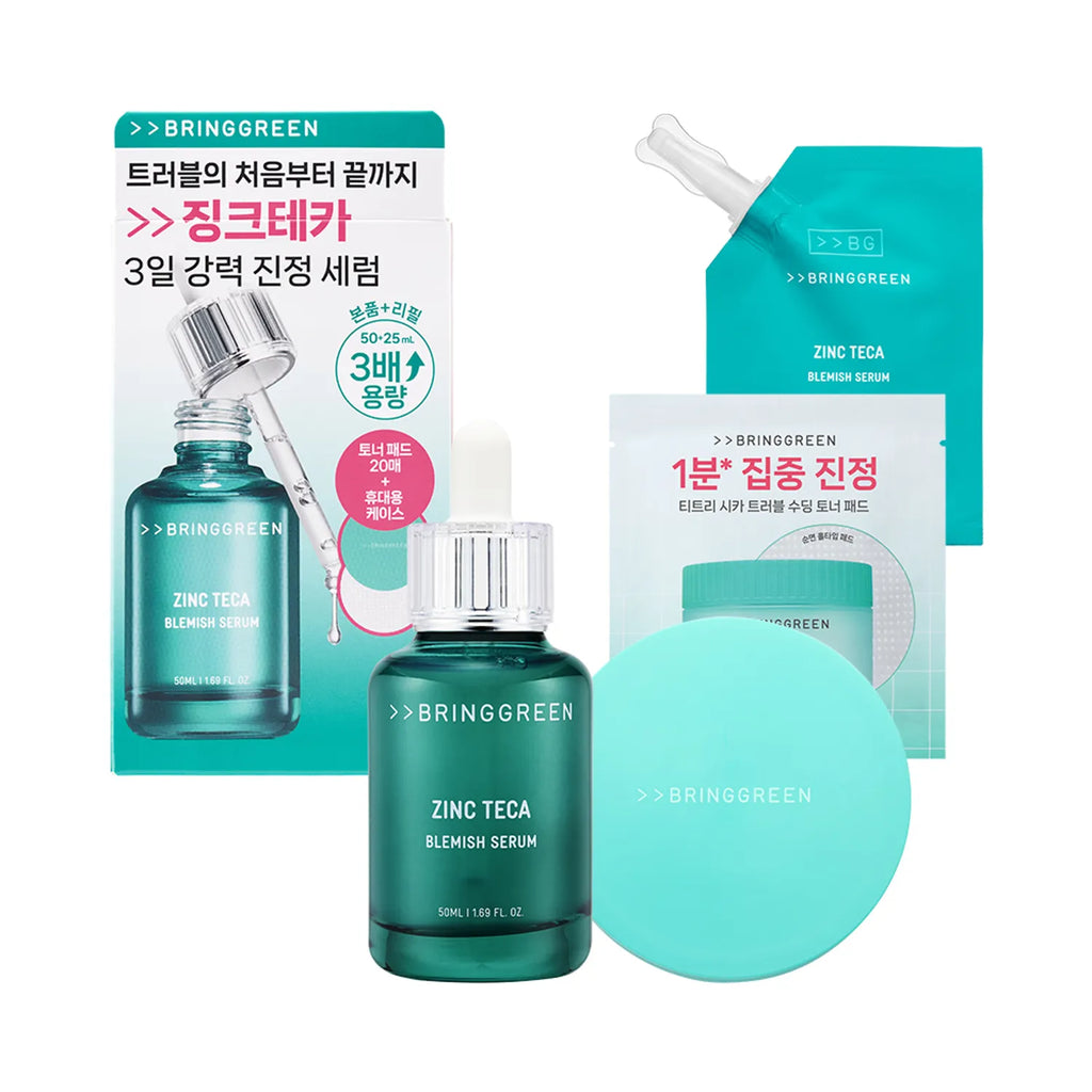 BRINGGREEN Zinc Teca Blemish Serum 50ml + Refill 25ml (+Tea Tree Pads 20P+Pad Case)
