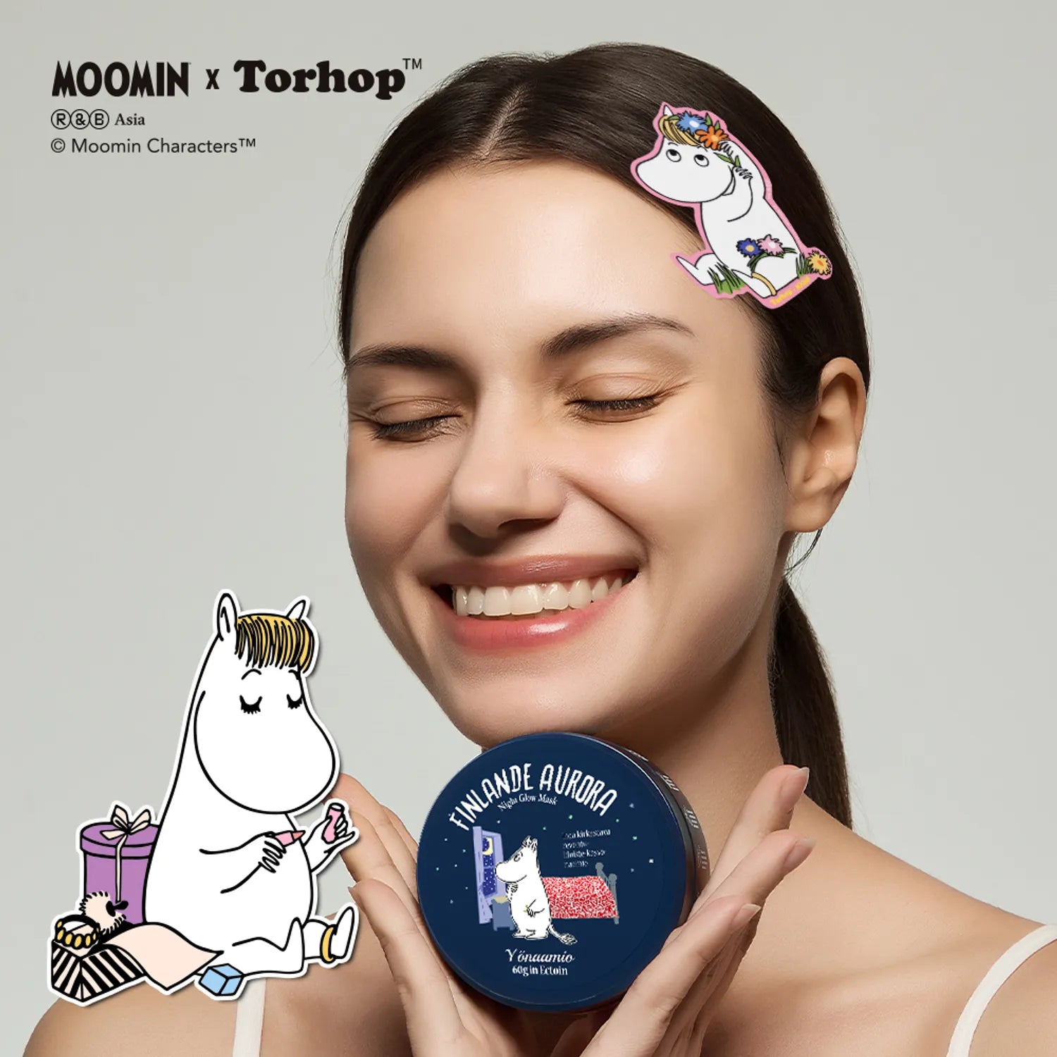 [MOOMIN EDITION] Torhop Finlande Aurora Night Glow Mask 60g Set (+Moomin Hair Grip Sheet 2P)