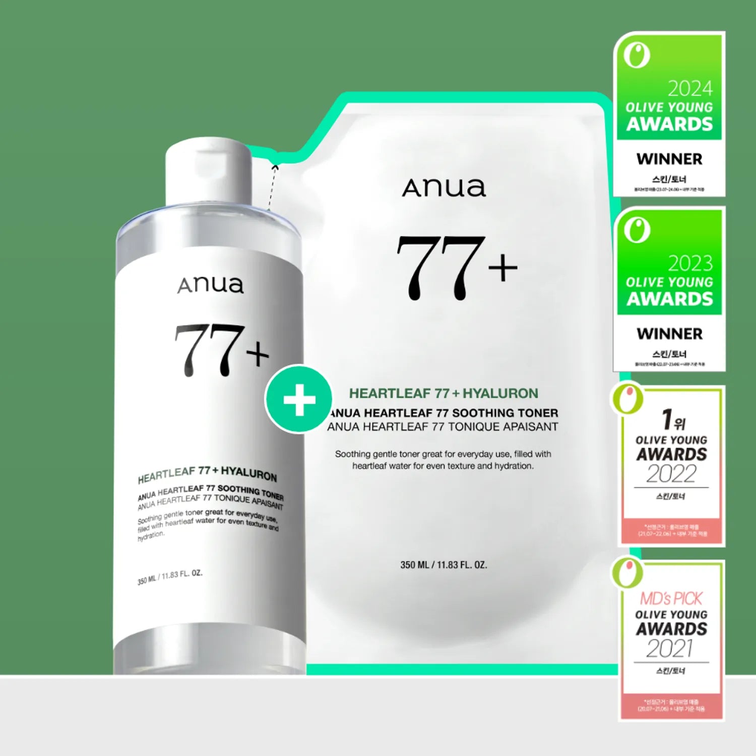 Anua Heartleaf 77 Soothing Toner 350mL Special Set (+350mL Refill)