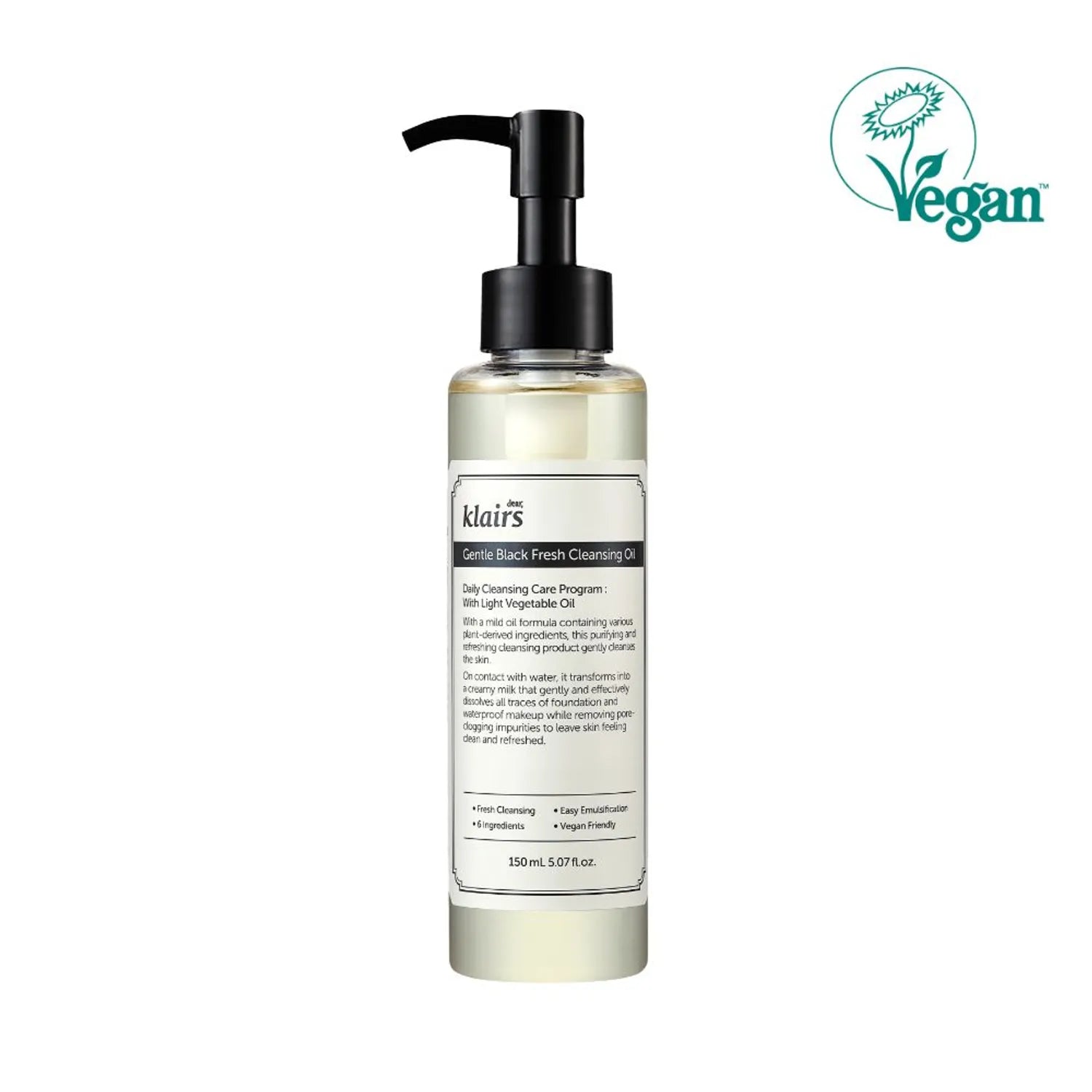 dear, klairs Gentle Black Fresh Cleansing Oil 150mL