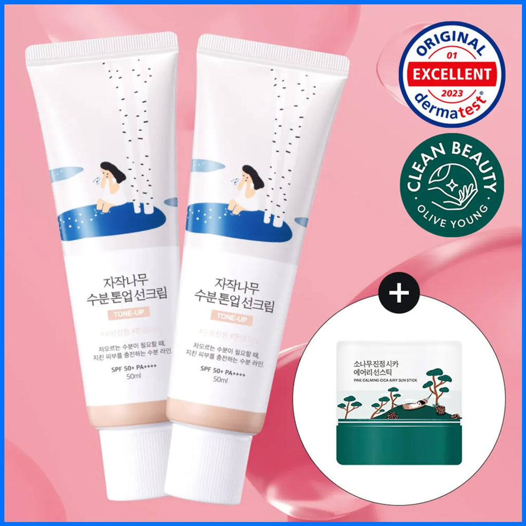 ROUND LAB Birch Juice Moisturizing Tone Up Sun Cream 50ml 1+1 Set (+Pine Sun Stick 10g)