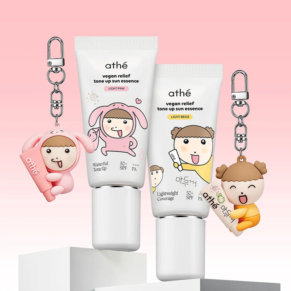 [TOSUNI PINK EDITION] athe Vegan Relief Tone Up Sun Essence SPF+ PA++++ 50ml Set (+Tosuni Keyring)