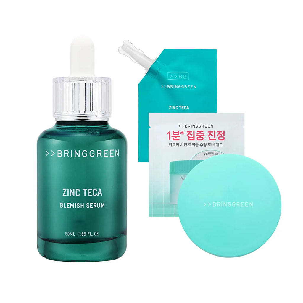 BRINGGREEN Zinc Teca Blemish Serum 50ml + Refill 25ml (+Tea Tree Pads 20P+Pad Case)