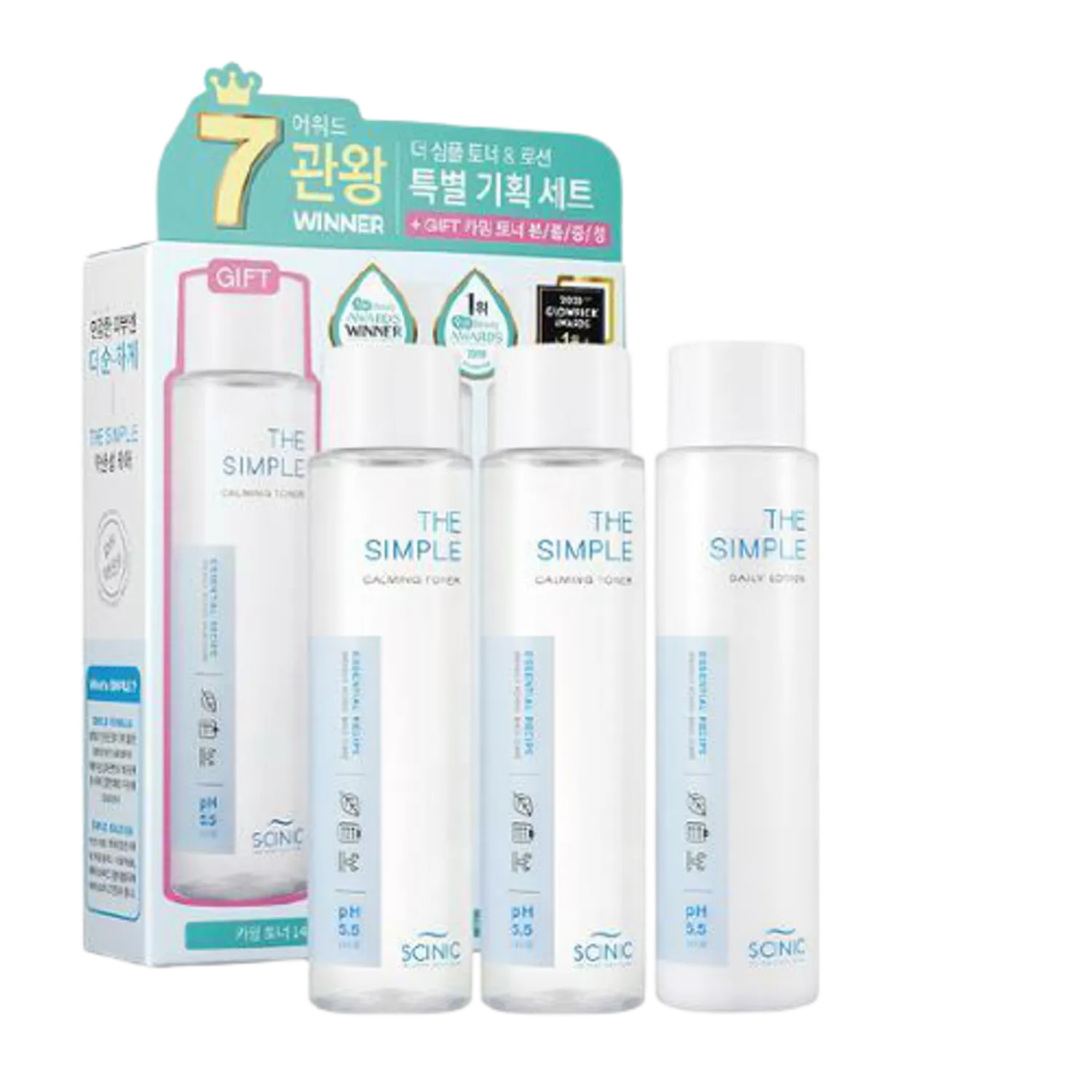 Scinic The Simple Skincare Set (Toner 145ml + Toner 145ml + Lotion 145ml)