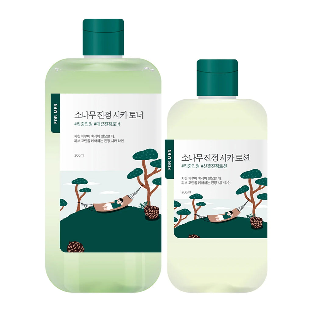 ROUND LAB For Men Pine Calming Cica Toner/Lotion Set (Toner 300ml+Lotion 200ml)