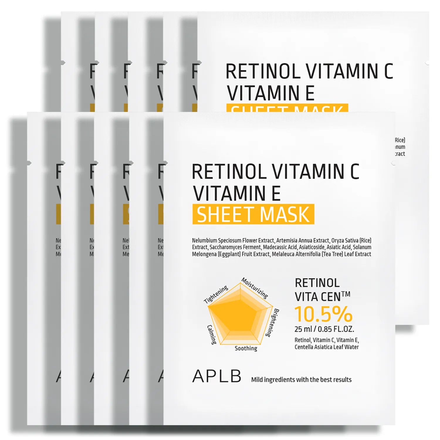 APLB Retinol Vitamin C Vitamin E Sheet Mask 25ml*10ea