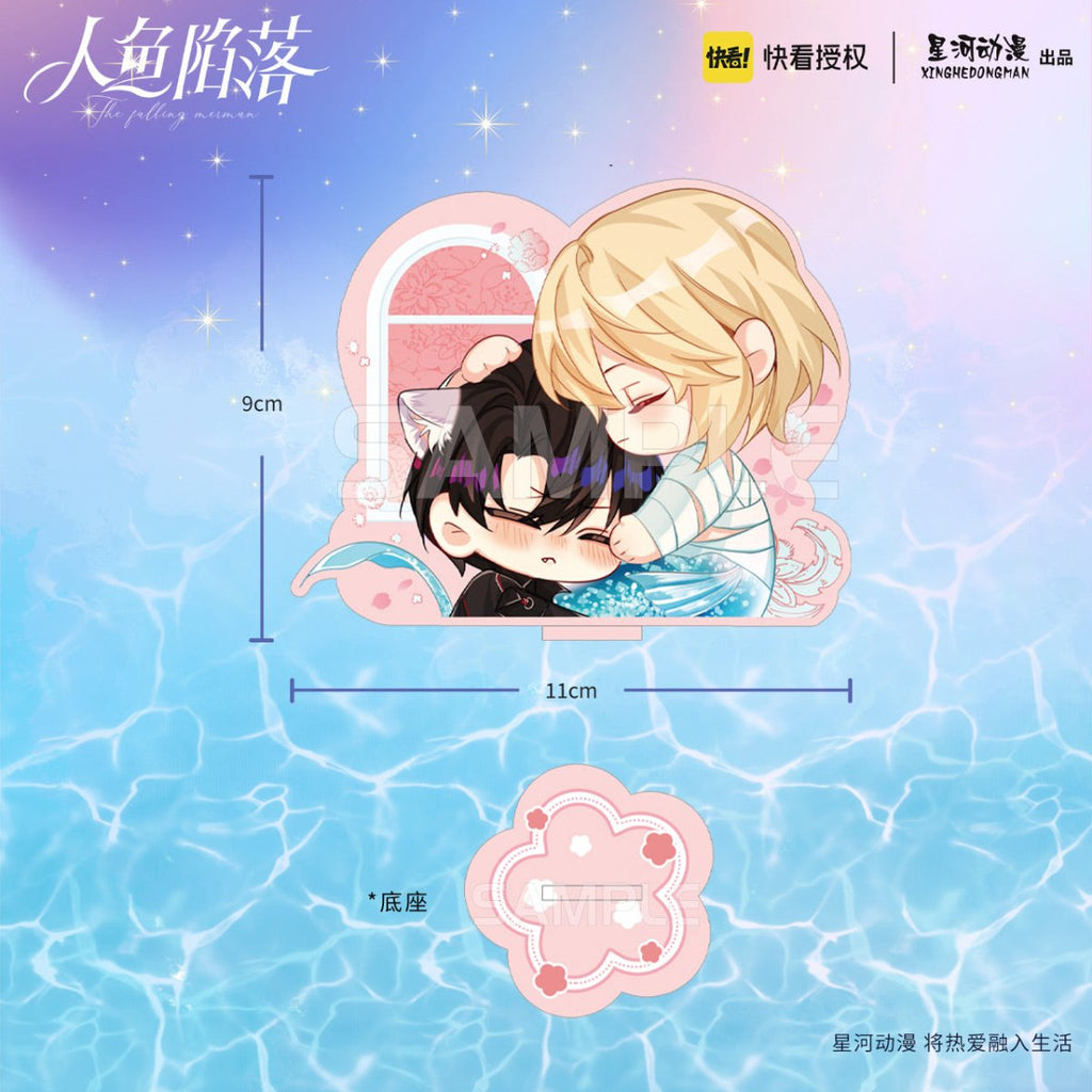 The Falling Merman | Chibi Acrylic Stand Figure & Badge Set